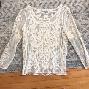 Cream lace long sleeve top
